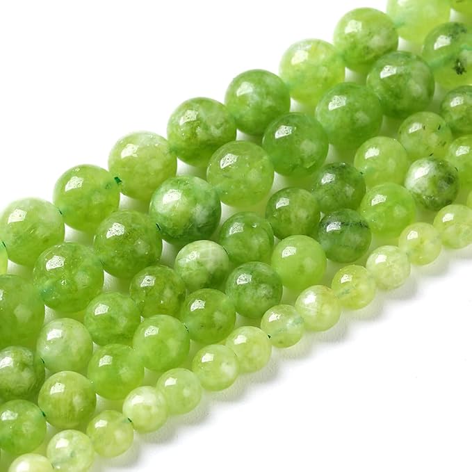 36pcs 10mm Natural Peridot Green Lace Jades Beads Round Loose Spacer Beads for Jewelry Making DIY Bracelets Crystal Energy Healing Power Stone 15 Inch(10mm, Green Peridot Jade)