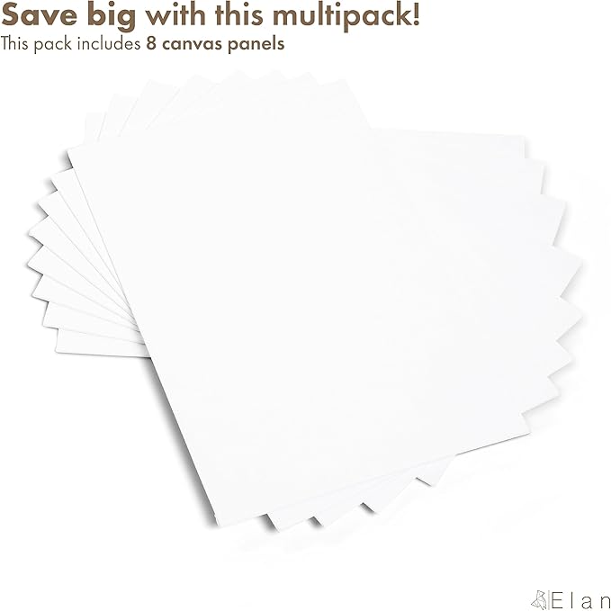 Elan Canvas Boards for Painting 7.9x11.8 Inch, 8-Pack 100% Cotton Acid-Free Blank Canvases for Painting 8oz, Triple Primed 7.9x11.8 Canvas Panels