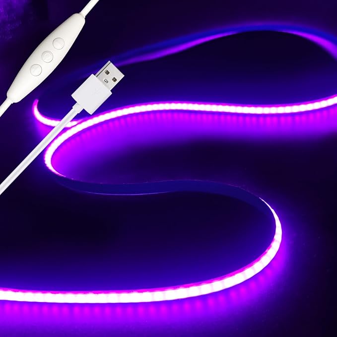 COB LED Strip Lights RGB 6.56ft, 5V Dimmable LED Light Strip, Flexible USB LED Lights for TV, TV Backlighting, Bedroom, Kitchen, Home DIY Lighting