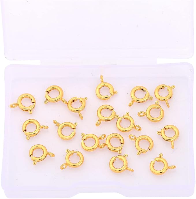 18K Gold Plated Spring Clasps Non Tarnish 7mm 20pcs for Jewelry Making Findings