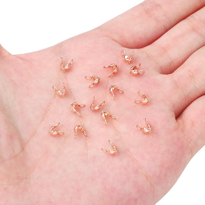 Rose Gold Plated End Caps Non Tarnish 3x6mm 200pcs for Jewelry Making Findings