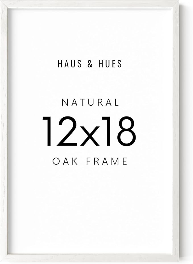 HAUS AND HUES White Oak Picture Frame 12x18 - Standalone Natural Frame for Posters (Set of 1)