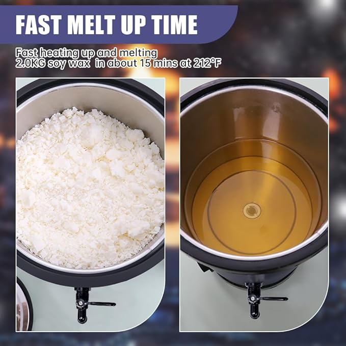 TOAUTO 10Lbs Wax Melter for Candle Making - Candle Wax Melting Pot with Faster Pour Spout and Temperature Controller, No Cloggy and Easy Clean Up