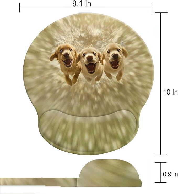 Cute Dog Mouse Pads for Desk, Golden Retriever Ergonomic Mouse Pad with Wrist Rest, Gaming Mouse Pad with Wrist Support, Funny Mouse Pads for Desk, Computer Mousepad with Non-Slip Pain Relief PU Base