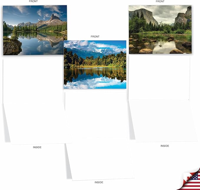 The Best Card Company - 20 Landscape Nature Note Cards Blank (4 x 5.12 Inch) (10 Designs, 2 Each) - Reflections AM1728OCB-B2x10
