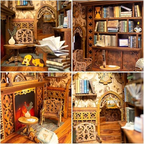 Fsolis Book Nook Kit, 3D Wooden Puzzles for Adults (Eternal Bookstore) - Image 5