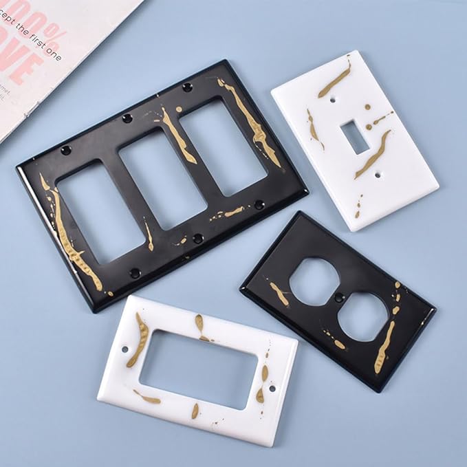 Light Switch Cover Resin Molds, 6PCS Silicone Standard Light Switch Cover Plate Mold Kit Set for Epoxy Casting Socket Panel DIY Home Decoration
