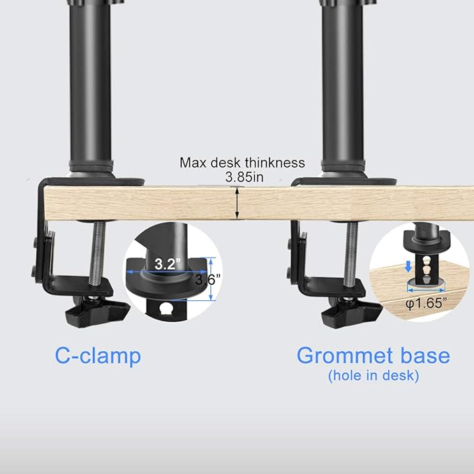 Suptek Single Monitor Mount Stand-Height Adjustable Gas Spring Monitor Arm Desk Mount for Computer Screen 32 inches,VESA Bracket with Clamp Grommet Mounting Base-Hold up to 13.222lbs (MD8411)