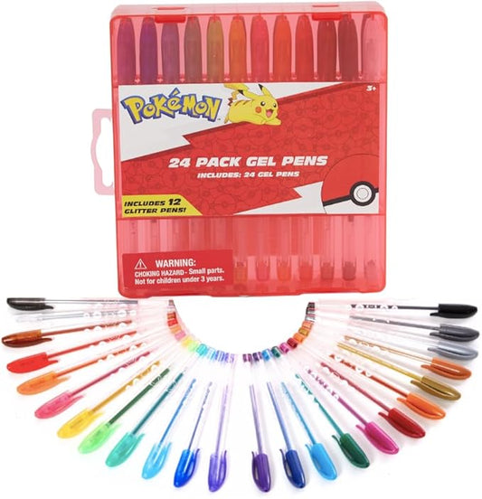 Innovative Designs Pokemon Gel Pens Set for Kids, 24 Pack with Glitter Gel Pens, Cute Pens for Girls and Boys