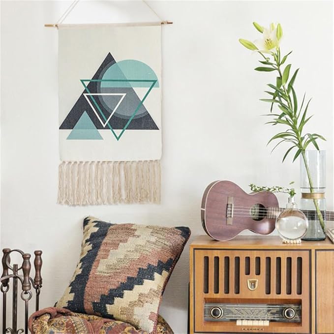 BMIDRUT Macrame Woven Wall Hanging Tapestry Home Decor Boho Bohemian Wall Art for Home Apartment Dorm Room Backdrop 20x35 Inch