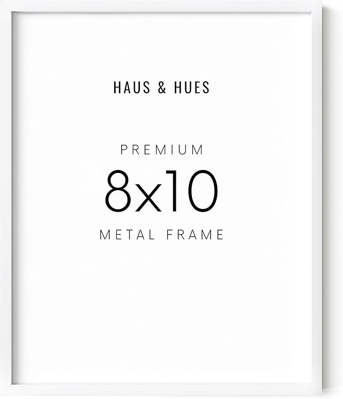 HAUS AND HUES 8x10 White Aluminum Frame - Modern Wall Art Display - Lightweight, Minimalist, Ready-to-Hang Vertically & Horizontally
