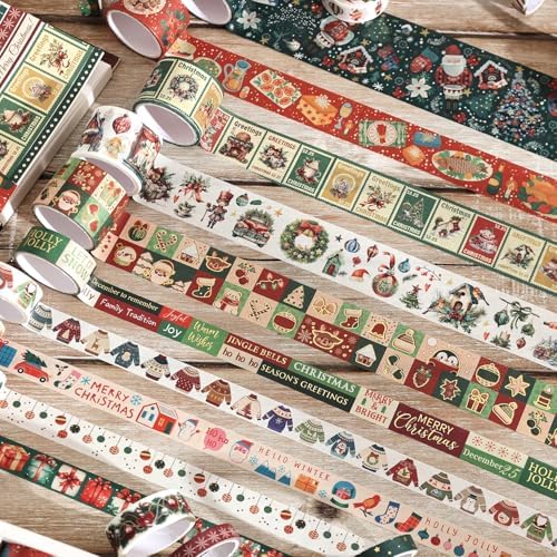 25 Rolls Christmas Gift Washi Tape Set, Festivals New Year Decorative Tapes for Scrapbooking, Junk Journal supplies, DIY Crafts Gift, Party Decorations, Bullet Journaling, 5-50mm Wide 9.84ft long/Roll - Image 6