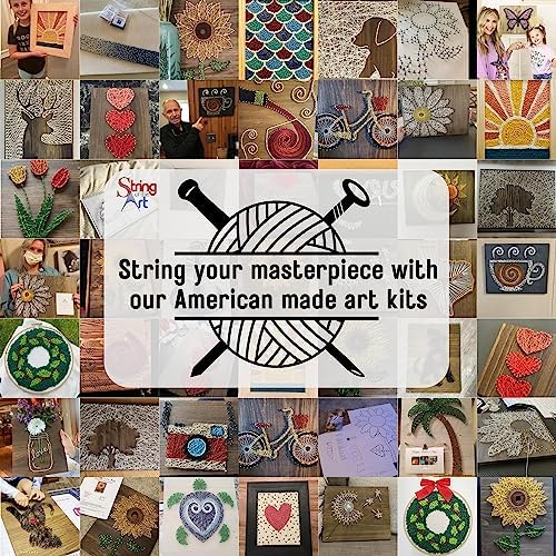 String of the Art Sun and Moon String Art Kit, American Made DIY Craft Kit for Adults, Stained Pine Wood (16" x 12"), Embroidery Floss, Beginner to Advanced Crafters, Craft a Handmade Gift - Image 5