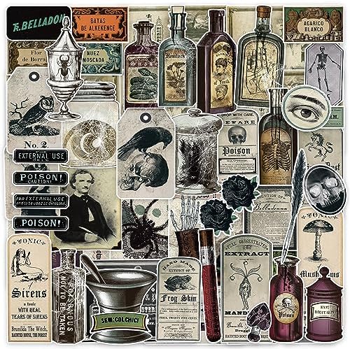 Prstincol 106 Pcs Potion Labels Stickers, Apothecary Sticker Dark Aesthetic Wine Bottle Sticker for Scrapbooking, Wicca Stickers for Junk Journal Bullet Journals DIY Crafts by PRSTINCOL
