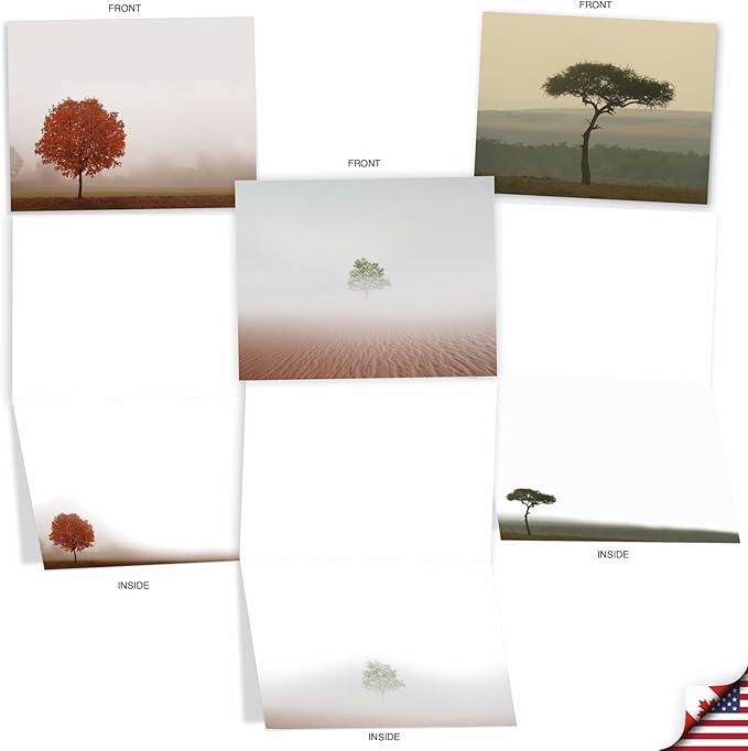 The Best Card Company - 20 Landscape Nature Note Cards Blank (4 x 5.12 Inch) (10 Designs, 2 Each) - Timeless Trees AM9524OCB-B2x10