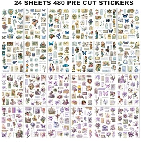 Auguro Vintage Scrapbook Stickers Book 24 Sheets 480 Pre-Cut People Stickers for Scrapbooking Washi Sticker Journal Sticker for Adults Junk Journal Supplies - Image 3