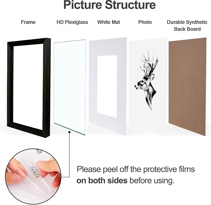 Yaetm 20x24 Black Picture Frame with Mat for 16x20 Set of 4, Solid Wood Gallery Wall Frame for Photos, Posters & Art Prints, Horizontal and Vertical Wall Mount (4 Pack, Anthracite Black)