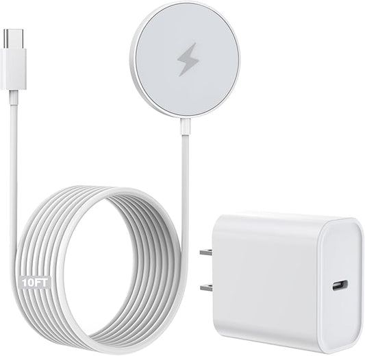 10FT Magnetic Wireless Charger,15W Fast Apple Mag-Safe Charger for iPhone 17/16/15 PD with USBC Apple Fast Charging Block 10Foot Quick Charge for iPhone 17/17 Air/17 16 15 Pro/Pro Max/14/13/12/AirPods