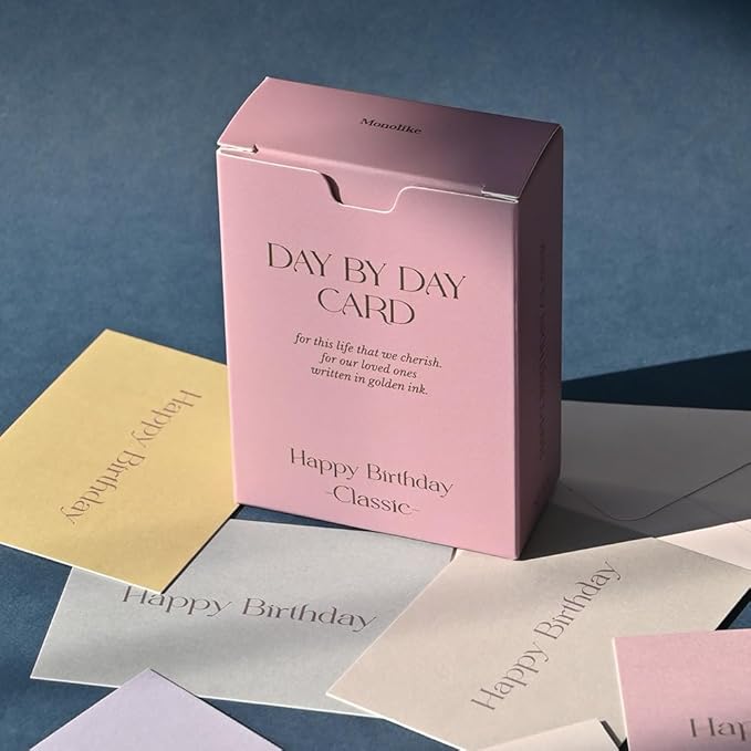 Monolike Day by Day Card, 108 Happy Birthday Classic - Mix 48 Mini Single cards, 24 envelopes Package