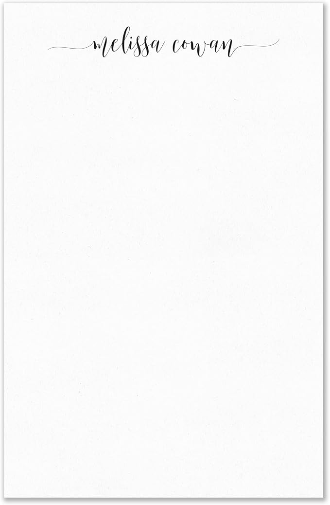 Personalized Notepad Stationery with Name in Lowercase Font, Available in 4 Sizes, Lined or Unlined in Choice of Colors, Note Pad Memo to Do List Pad (Font Style #10)