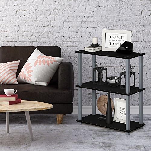 Furinno TURN-S-TUBE Storage Shelves, 3-Tier Book Shelf, Corner Shelf, Toolless Open Shelves, for Organization and Storage, Living Room, Garage, Home Office, Black - Image 2