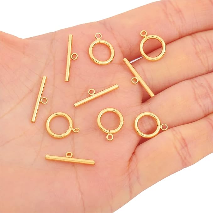 18K Gold Plated OT Toggle Clasps Non Tarnish 10x17mm 12 Pairs for Jewelry Making Findings