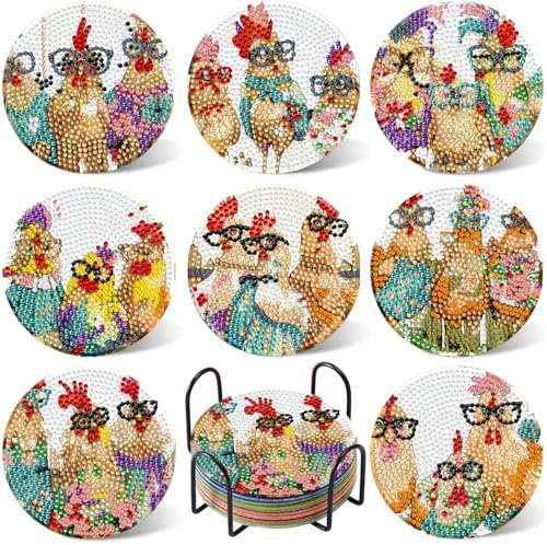 Leatrice 8 Pcs Diamond Art Coasters Small Diamond Painting Kits for Adults by Leatrice20240713