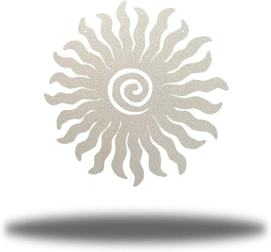 Riverside Designs Sunburst Metal Wall Art Steel Outdoor Decor - Heavy-Duty and Waterproof - Made in USA (18", Silver)