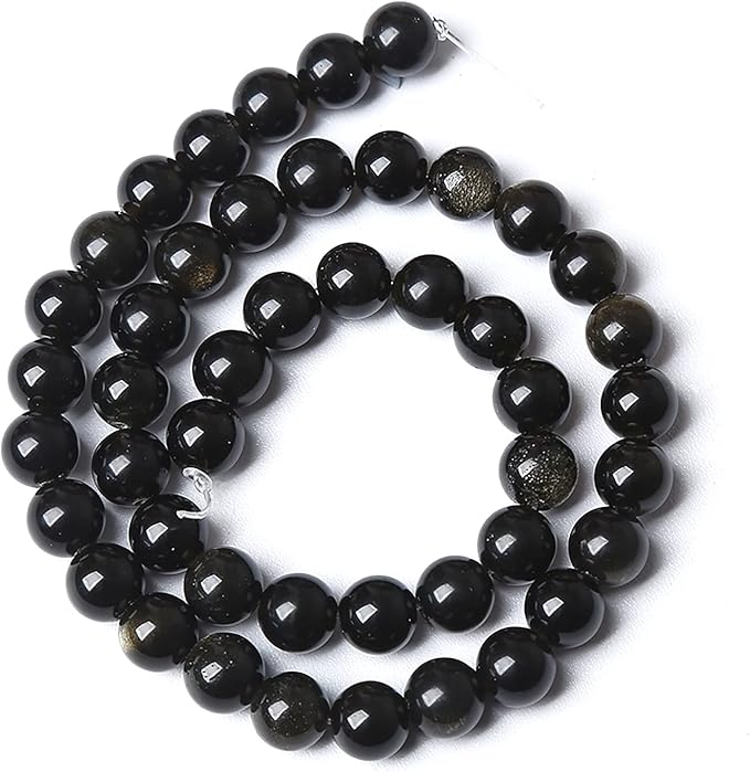 4MM 86PCS Natural Stone Golden Obsidian Loose Spacer Beads for Jewelry Making DIY Bracelet
