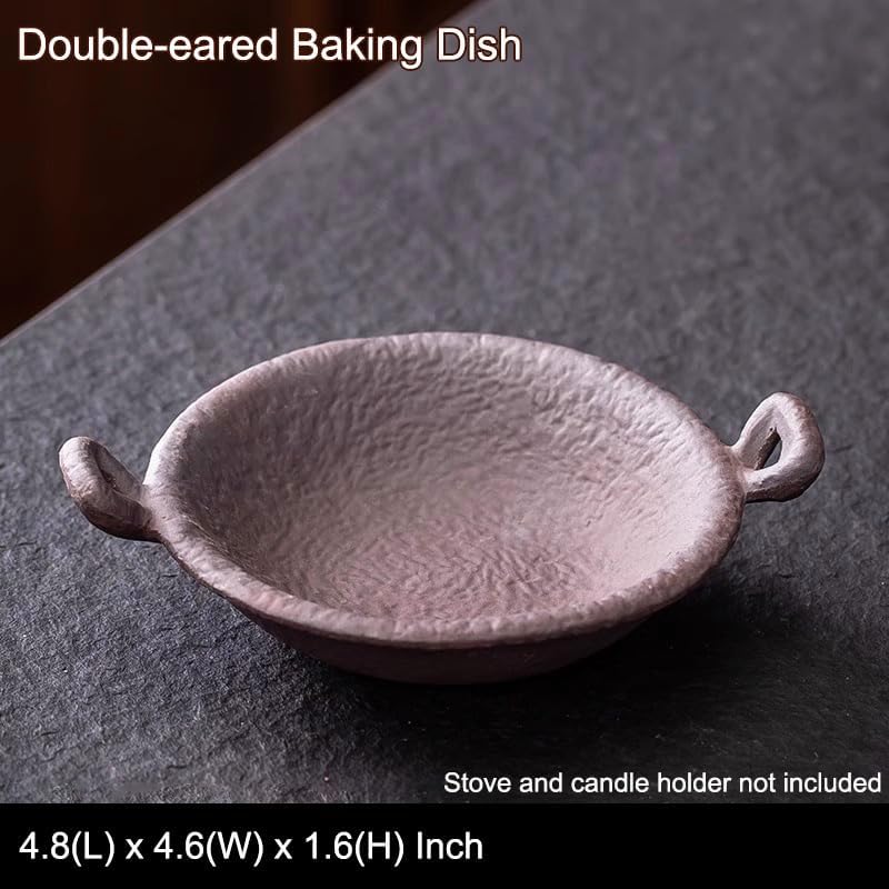 Ceramic Aromatherapy Burner — Candle Warmer for Herb, Natural Oil Fragrance Diffuser & Teapot Warmer, for Home Fragrance, Meditation, and Relaxation (D2-Double-Eared Baking Dish) - Image 2