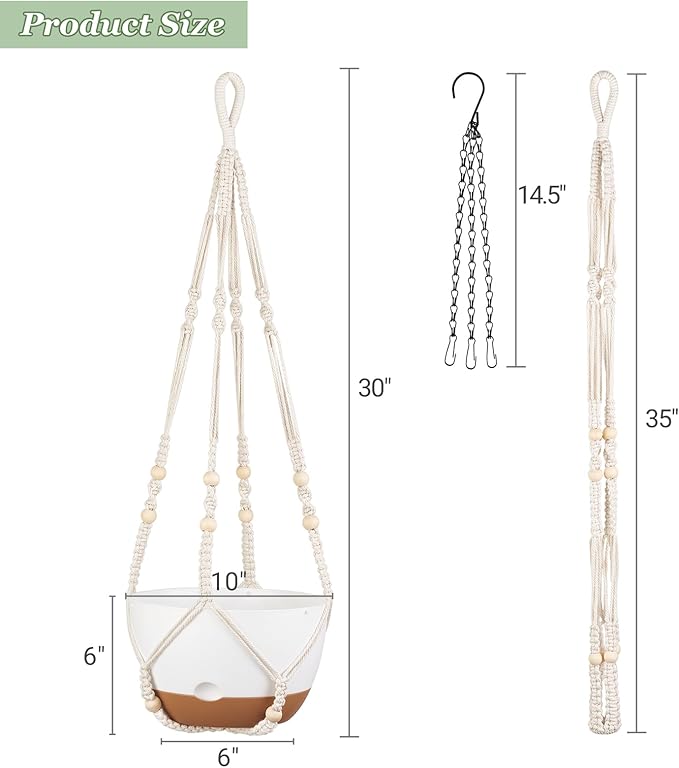 Mkono Set of 3-10 Inch Hanging Planters for Indoor Plants with Self Watering, Outdoor Hanging Plant Pot with Macrame Plant Hangers, 2 Kinds Hanging Basket for Garden Home Ceiling Window Decor