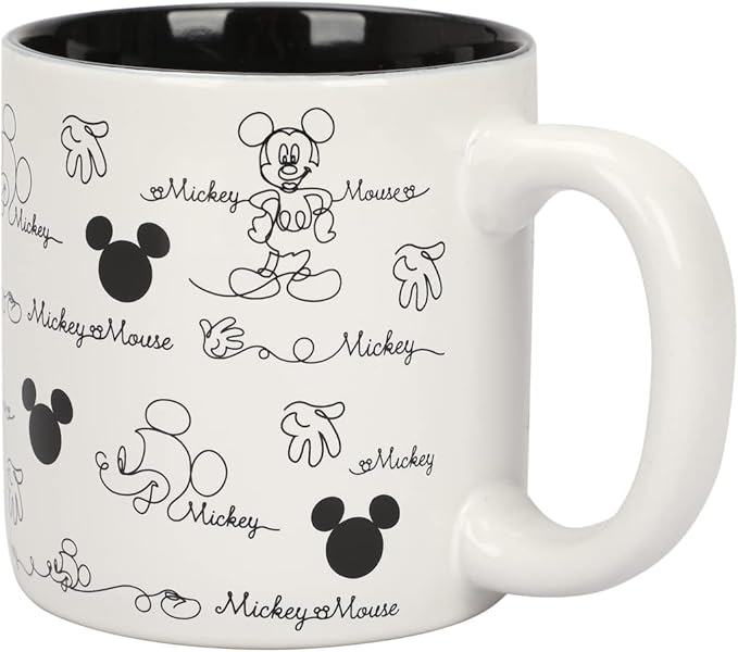 Disney Mickey Mouse Line Art & Hidden Mickey All Over Print 16 Oz Ceramic Mug