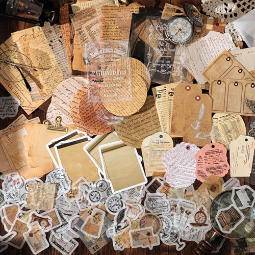 200PCS Vintage Scrapbook Paper Journaling Scrapbooking Supplies Kit Retro Decorative Craft Paper Assorted for Bullet Junk Journals Card Making Craft DIY, Written Letters - Image 4