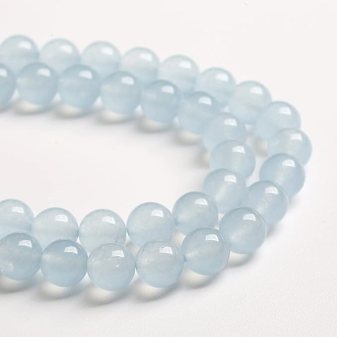 12MM 32PCS Natural Stone Light Blue Chalcedony Loose Beads for Jewelry Making DIY Bracelet Necklace
