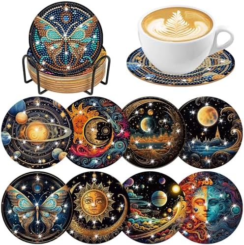Mystical Moon Diamond Art Coasters, Diamond Painting Coaster Kit for Adults by CRASHOT