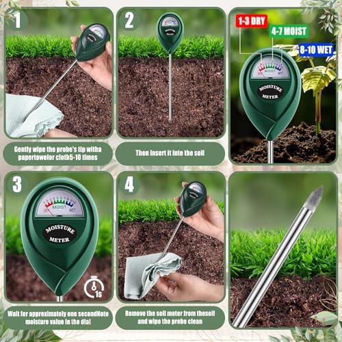 Plants Watering Can for Indoor Plants with Long Stainless Steel Spout & Soil Moisture Meter Long Spout Watering Cans for House Plant, Pot Flower, Succulent, Garden(Gray,1 L,Cylindrical) - Image 6