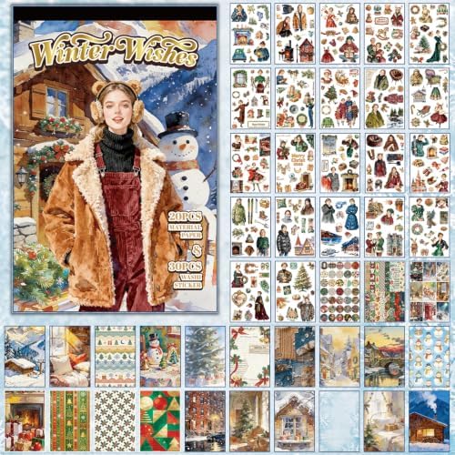 Christmas Stickers Book for Journal Supplies,500+ Vintage Scrapbook Sticker by Lciyioc