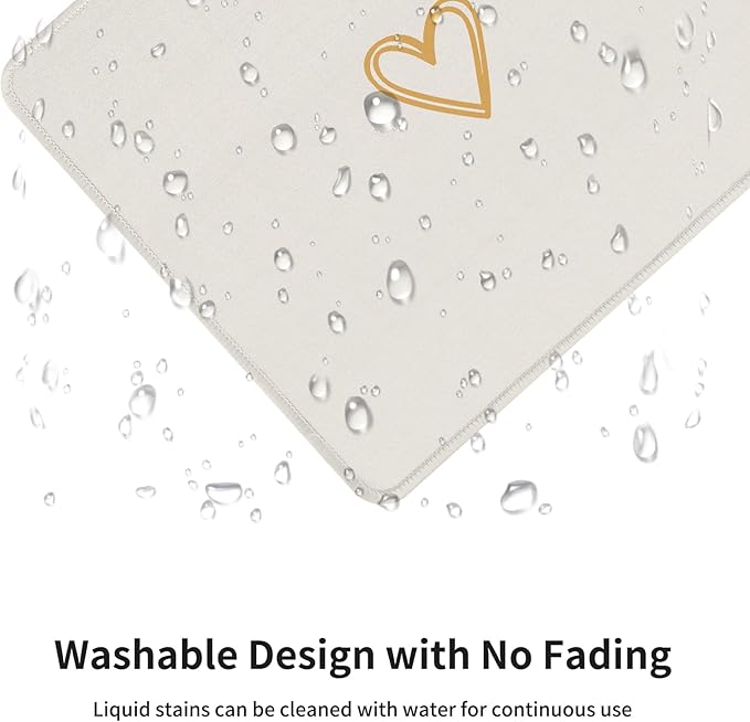 Seorsok Square Aesthetic Cute Heart Mouse Pad,Office Home Personalized Mouse Mat Design,Waterproof Funny Mousepad,Non-Slip Rubber Base Computer Mouse Pads for Wireless Mouse,Beige