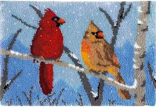 Howie's Latch Hook Kit, DIY Cardinal Rug Crochet Yarn Kits for Adults, Color Preprinted Pattern Embroidery Decoration (Cardinal, 19.69 x 14.96 inch) by HowiesNeedlepoint