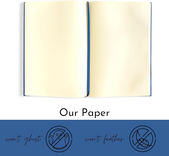 Portage Blank Hardcover Aesthetic Notebook Writing Journal – Bleed-Proof Paper Notepad for Journaling, High GSM, A5 Notebook, Cream Pages - Navy Blue, 6 x 8.5 Inches, 224 Pages