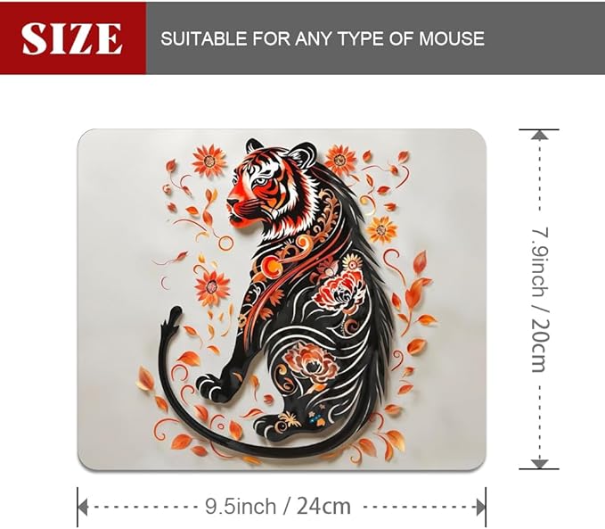 Tiger Texture Mouse pad, Square Waterproof and Anti Slip Mouse pad for Office laptops