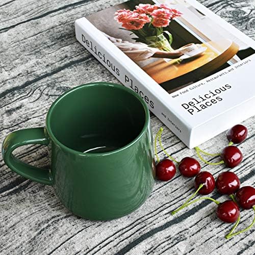Bosmarlin Large Glossy Ceramic Coffee Mug, Tea Cup for Office and Home, 18 oz, Suitable for Dishwasher and Microwave, 1 Pack (Dark Green) - Image 2