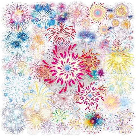 50Pcs Firework for Scrapbooking,Self-Adhesive Transparent Stickers Scrapbook Supplies Journaling Supplies for Adult Card Making Letters DIY Water Bottle Cards Decoration by Weenkilly