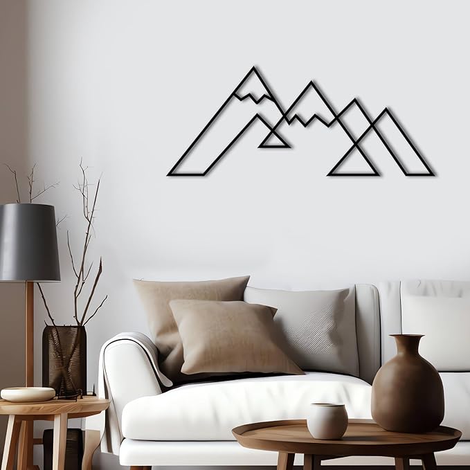 DecoSoul Mountain Metal Wall Art Decor, Large Metal Mountain Wall Art, Snowy Range View Wall Decoration, Minimalist Home Decor, Nature Decorations, Office Art, Housewarming Gift