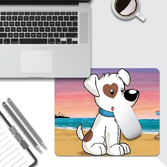 White Dog Texture Mouse pad, Square Waterproof and Anti Slip Mouse pad for Office laptops