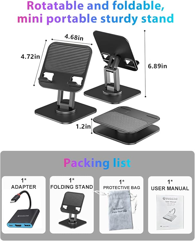 Switch 2 Dock+ Stand kit for Nintendo Switch 2 Portable Dock+HDMI 2.1/PD/USB A 3.2 Interface,Compatible with MASC/Laptops(Requires Manual firmware Update for NS2'S 21 Version)