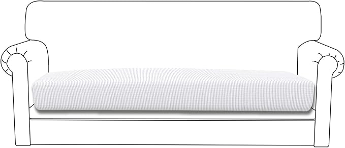 Easy-Going Stretch Cushion CoverSofa Cushion Furniture Protector Sofa Seat Sofa slipcover Sofa Cover Soft Flexibility with Elastic Bottom(Sofa Cushion,Snow White,Large)