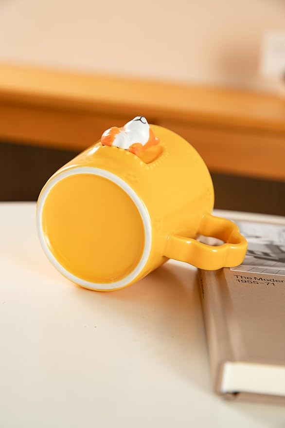 DIHOclub Fox Ceramic Cup Window Animals Mug Cute Cartoon Handmade Figurine Mugs,Holiday and Birthday Gift for Daughter,Son,Kids,9 OZ (Orange)