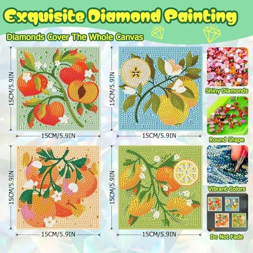 4 Pack Diamond Art Painting Kits for Kids, Small Diamond Art Kids 6x6 Inch - Image 3
