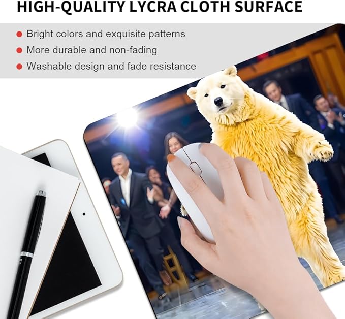 Bear Texture Mouse pad, Square Waterproof and Anti Slip Mouse pad for Office laptops